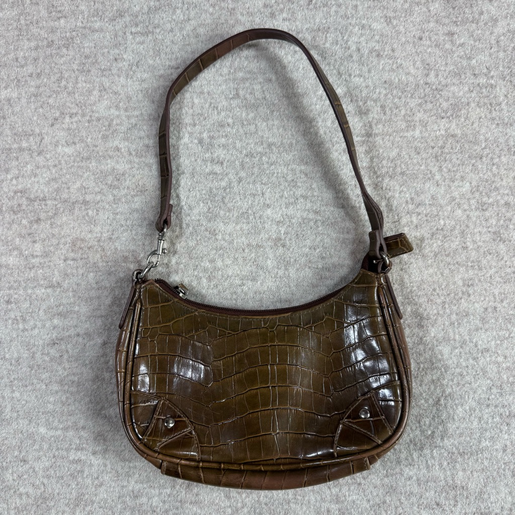 Vintage Brown CrocodilePattern Shoulder Bag Vintage Brown CrocodilePattern Shoulder Bag